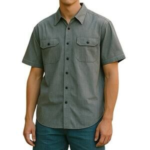 Wrangler Gray Chambray Short Sleeve Button Up Shirt Men’s XL